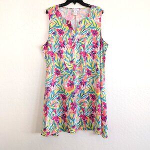 STELLA PARKER Collection Dress 2X Floral Multicolor Sleeveless Travel Pullover